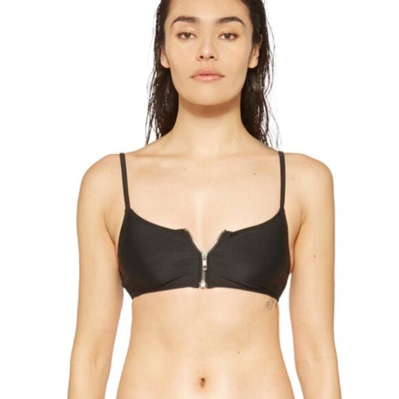 Basic Swim Black Zip Top, Size Small - Picture 1 of 7